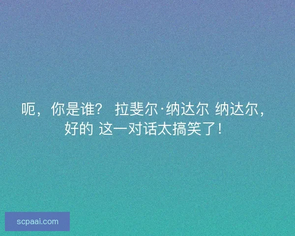呃,你是谁? 拉斐尔·纳达尔 纳达尔,好的 这一对话太搞笑了! 呃,你是谁? 拉斐尔·纳达尔 纳达尔,好的 这一对话太搞笑了!